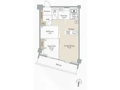 ブルーヴェル青葉通(2LDK/5階)の間取り写真