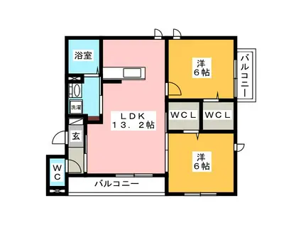 シャーメゾン宇佐南(2LDK/3階)の間取り写真