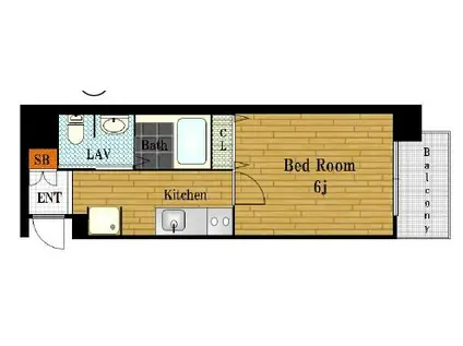 ブリリアント大阪西(1K/6階)の間取り写真