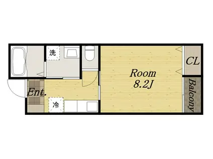 ユナイテッドキングダム宝塚II(1K/1階)の間取り写真