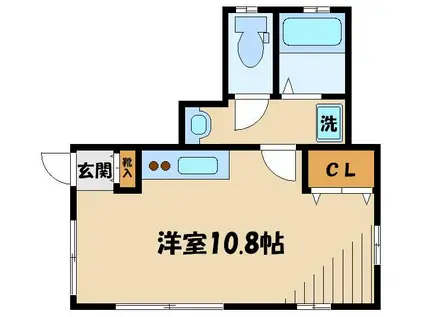 大岡山W(ワンルーム/1階)の間取り写真