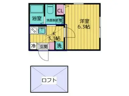 ベル・セゾン生田(1K/2階)の間取り写真