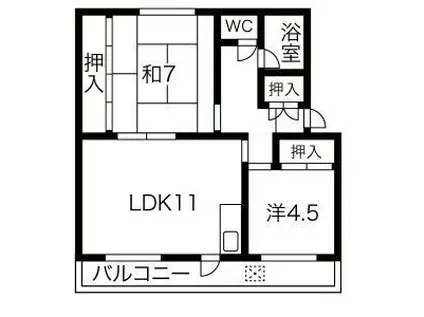 服部ハイツ(2LDK/1階)の間取り写真