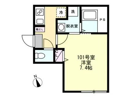 ベイルーム藤沢長後(1K/1階)の間取り写真