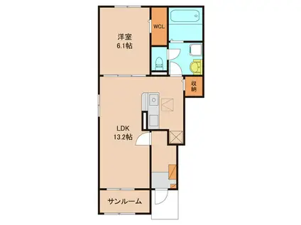 フィエルテ(1LDK/1階)の間取り写真