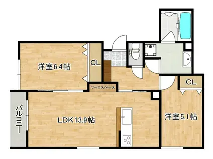 リヒトハイム(2LDK/2階)の間取り写真