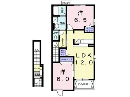 グランメールB(2LDK/2階)の間取り写真