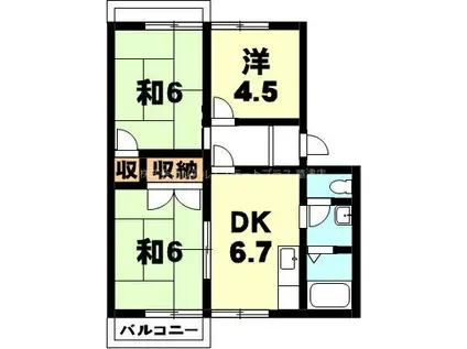 ハイツウイング平井B(3DK/2階)の間取り写真