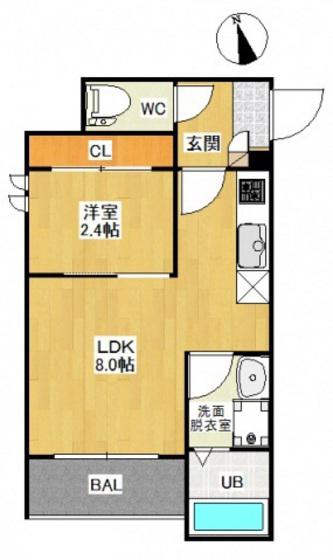 PENSIONJULY桜尾(1LDK/3階)の間取り写真