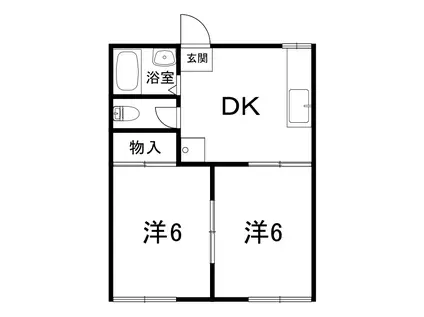 ハイツ北山(2DK/1階)の間取り写真
