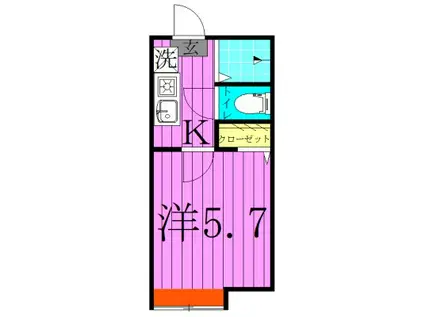 グランソレイユ亀有C棟(1K/1階)の間取り写真