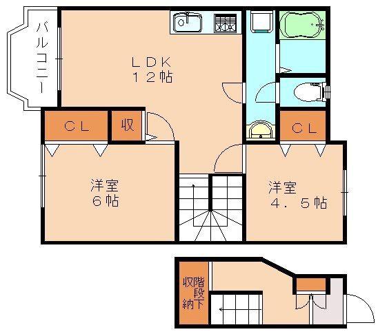 フローレンス宮嶋C(2LDK/2階)の間取り写真