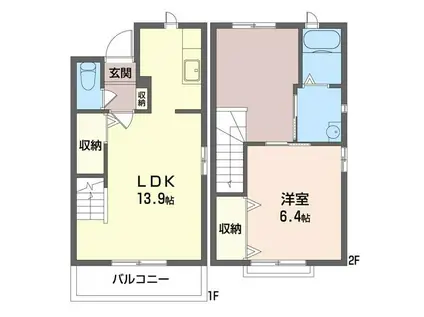 東武伊勢崎線 境町駅 徒歩9分 2階建 築21年(1LDK/1階)の間取り写真
