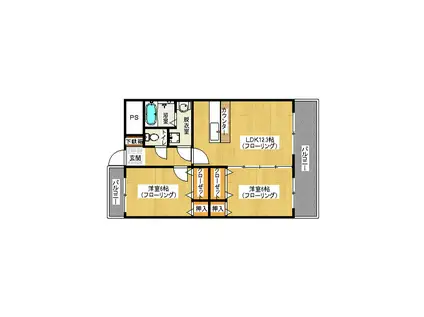 イストワール(2LDK/3階)の間取り写真