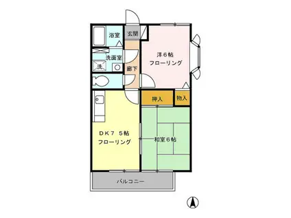 ジュネスハイムIII(2DK/1階)の間取り写真