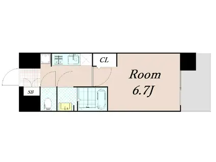 ソルテラス京都JUJO薫(1K/7階)の間取り写真