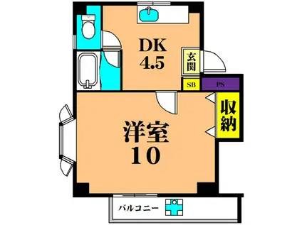 エレガンスST(1DK/1階)の間取り写真