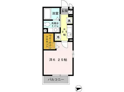 グランモア柳川AB B(1K/1階)の間取り写真