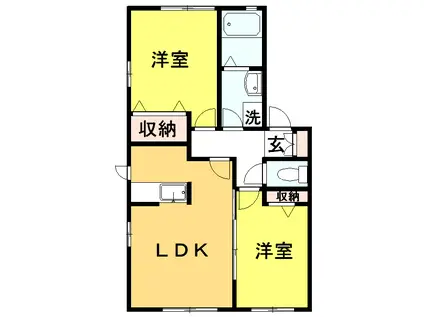 エルカーサリバーA(2LDK/1階)の間取り写真
