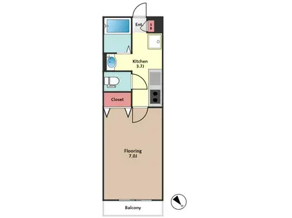 ディアコート幡ヶ谷(1K/2階)の間取り写真