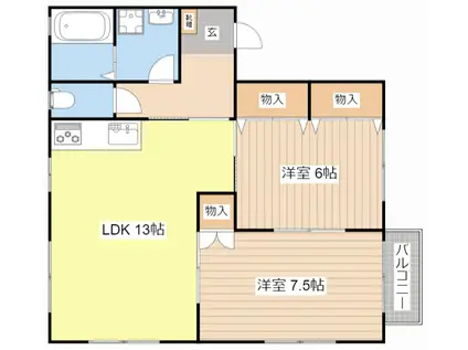 パルク学園北(2LDK/1階)の間取り写真
