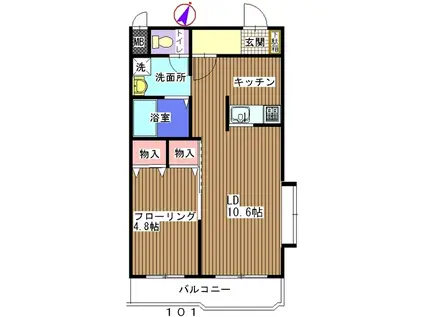 BJ2ND(1LDK/1階)の間取り写真