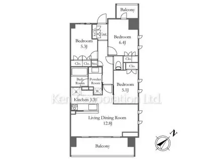 プレミスト横浜ポートサイド(3LDK/7階)の間取り写真