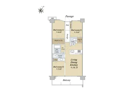 シティテラス横濱戸塚(3LDK/2階)の間取り写真