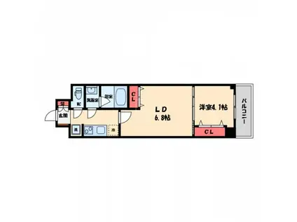 スプランディッド堀江(2K/6階)の間取り写真