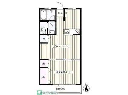 富士見台明星パレス(1LDK/2階)の間取り写真
