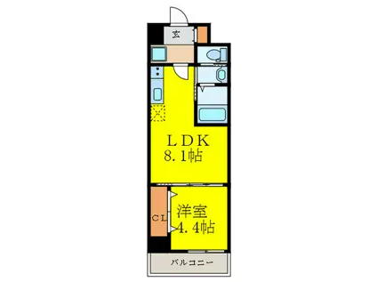 クローバー・レジデンス茨木(1LDK/2階)の間取り写真