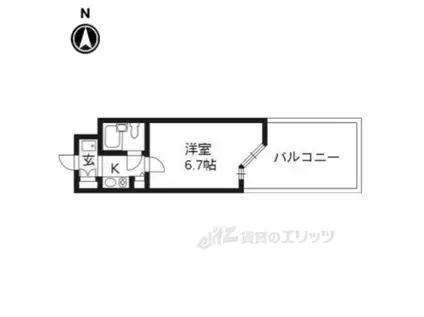 DETOM-1伏見(1K/1階)の間取り写真