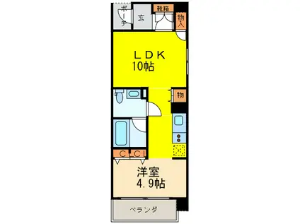 VARIE東別院(1LDK/10階)の間取り写真