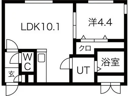BUONA FORTUNA ASABU(1LDK/1階)の間取り写真