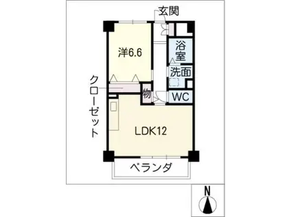 サンコート中村(1LDK/4階)の間取り写真