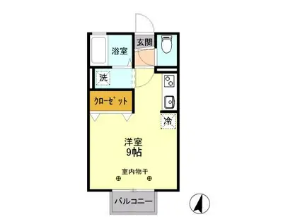 ニューコーポ II(ワンルーム/1階)の間取り写真