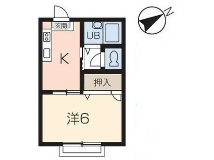 カーサエスクレアB(1K/2階)の間取り写真
