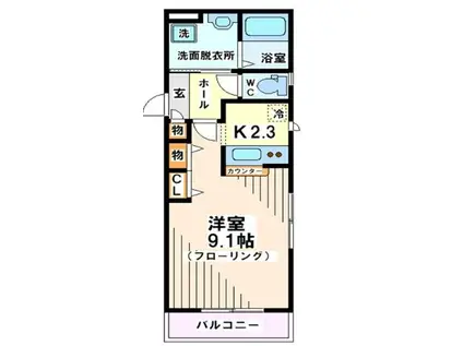 エルミタージュ芦花公園(ワンルーム/1階)の間取り写真