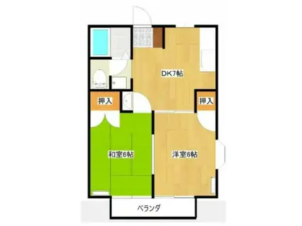 シティカームエクセレンス(2DK/2階)の間取り写真