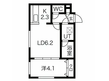 CASA CENTRO平岸(1LDK/3階)の間取り写真