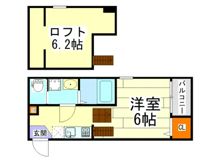 エス・ルミエール(1K/2階)の間取り写真