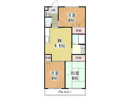 ラ・ヴィオール(3DK/4階)の間取り写真