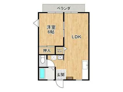 パークハイツ東(1LDK/2階)の間取り写真