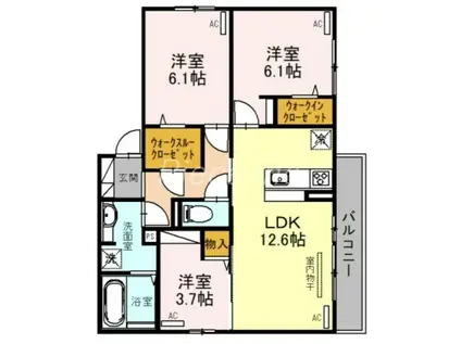 D-ROOM SUNRISE(3LDK/1階)の間取り写真