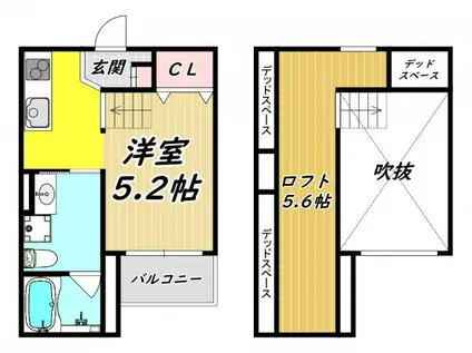 カーサアズ―ル塚口(ワンルーム/2階)の間取り写真