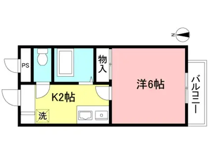 玉学サイドパレスIII(1K/2階)の間取り写真