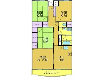 グランデ南大沢(4DK/2階)の間取り写真