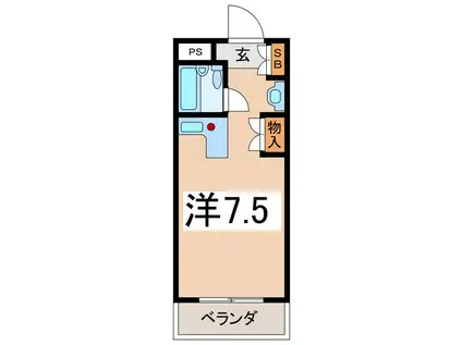 エレガンシア ヤマナシ(ワンルーム/1階)の間取り写真