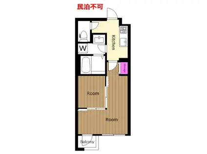 礼敷ゼロゼロNETフリー KINOMORI代々木上原 Y(2K/1階)の間取り写真