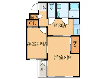 コート ウエル シモ(2K/2階)の間取り写真